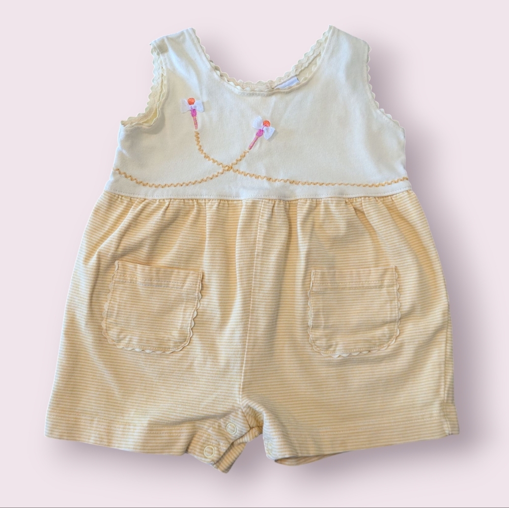 Vintage Y2K Circo Yellow and Cream Dragonfly Summer Romper